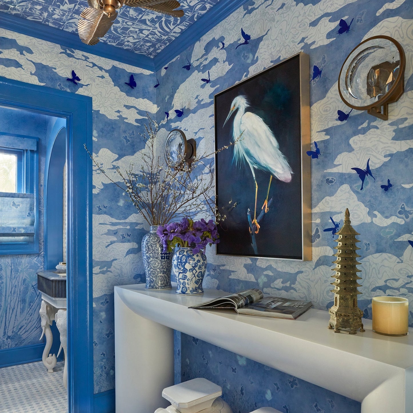 Kips Bay Showhouse powder room featuring Flutter Periwinkle