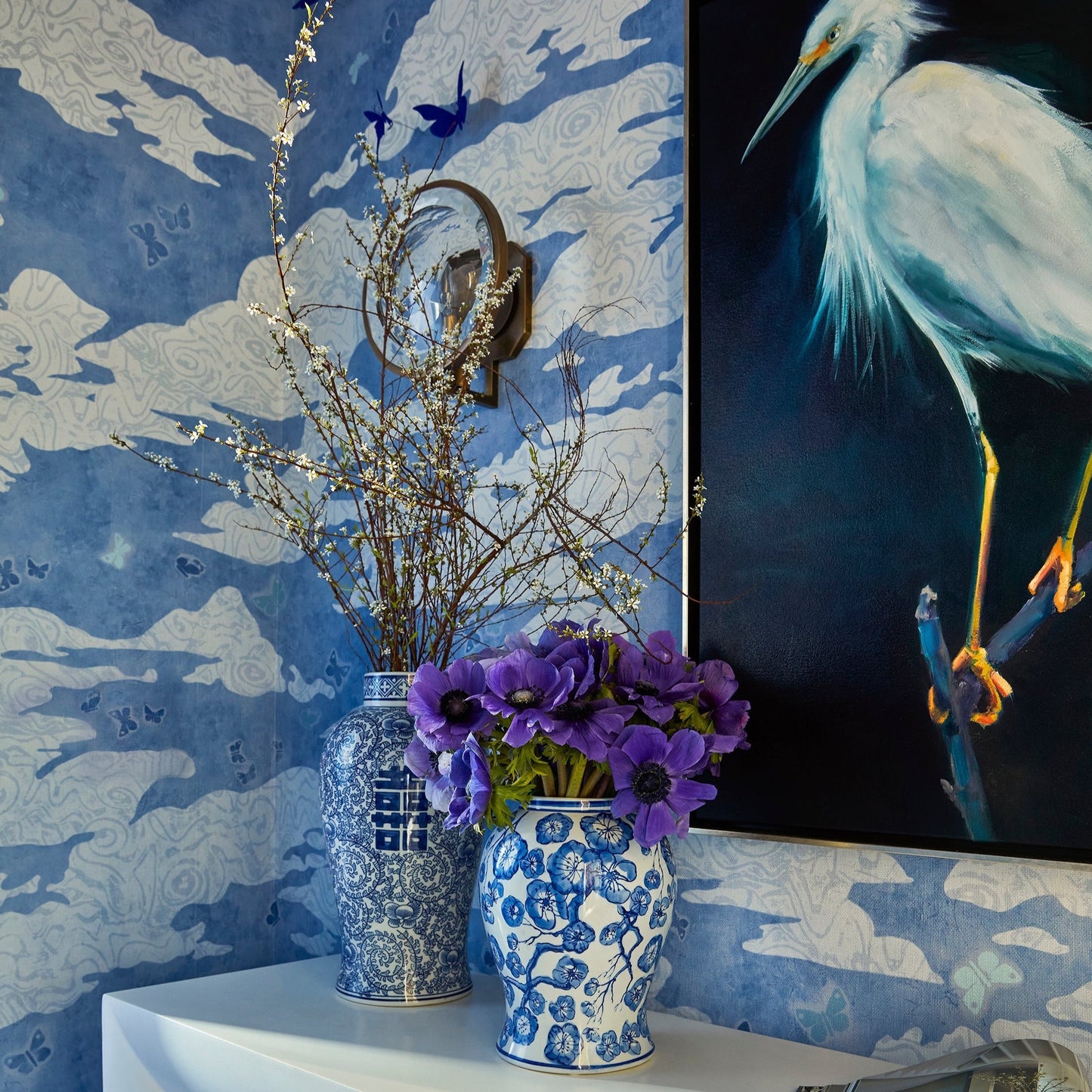 Kips Bay Showhouse powder room featuring Flutter Periwinkle